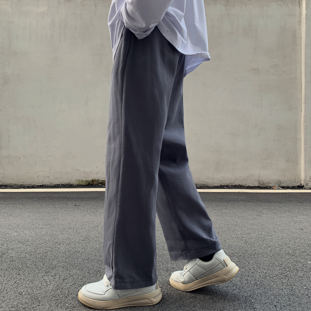 Quần ống đứng rộng bằng cotton lưng thun thời trang thu đông phong cách đơn giản 226761