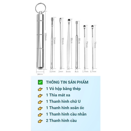 Dụng cụ lấy ráy tai 6 món cao cấp