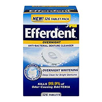 Viên sủi ngâm răng hàm giả 126 viên Efferdent PM Overnight Anti-Bacterial Denture Cleanser Tablets 126 Count