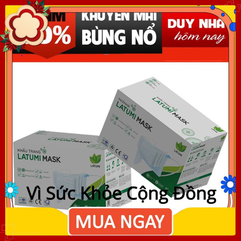Khẩu Trang Y Tế 4 Lớp Kháng Khuẩn Cao Cấp LATUMI Chính Hãng Ngăn Giọt Bắn, Ngăn Bụi sakukeeee.shop