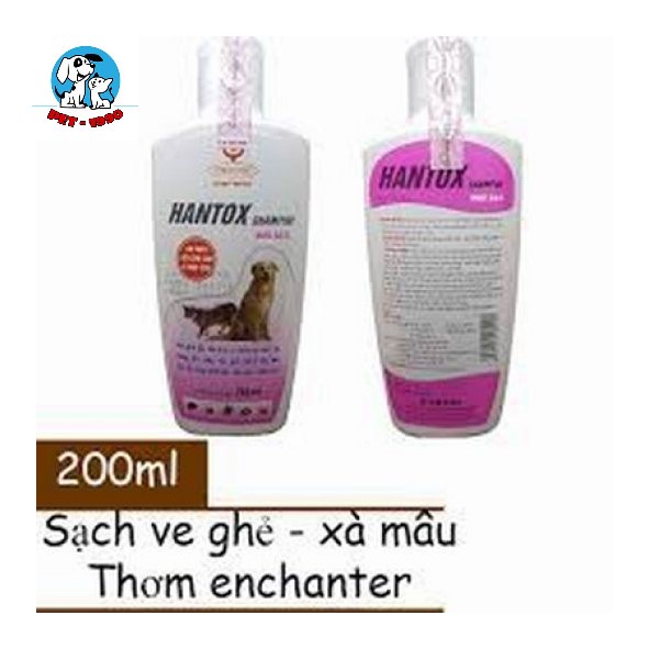 Sữa Tắm Hantox Shampoo 200ml T.rị Ve Rận, Bọ Chét, Kháng Khuẩn Ngoài Da Chó Mèo
