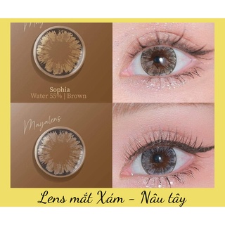 Lens mắt xám tây vân đen sophia giãn to