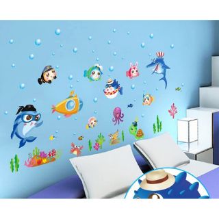 Decal dán tường cá mập