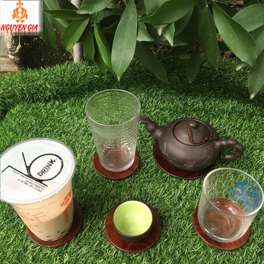 Đĩa gỗ trắc tròn lót ly, lót cốc trà, café làm đồ trang trí coasters bền bỉ sang trọng