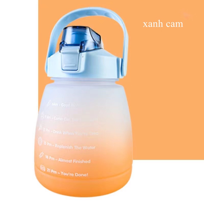 【GIAO NGAY】Bình Nước 1200 ML Thể Thao Nhắc Nhở Uống Nước Mỗi Ngày Tích Hợp Ống Hút Có vạch kẻ chia Bầu Bĩnh Siêu Yêu