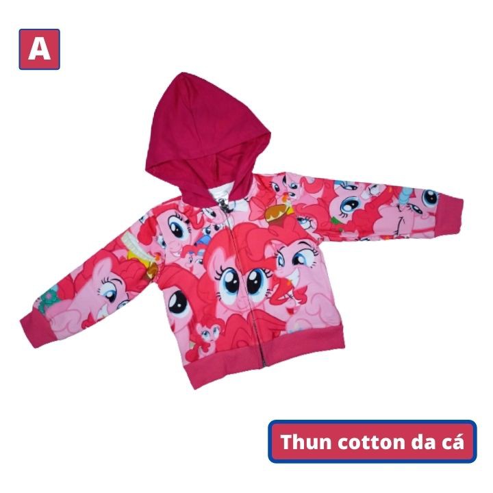 Áo khoác bé gái hình Pony từ 11-43kg - Thun cotton da cá in 3D cực chất- Tomchuakids