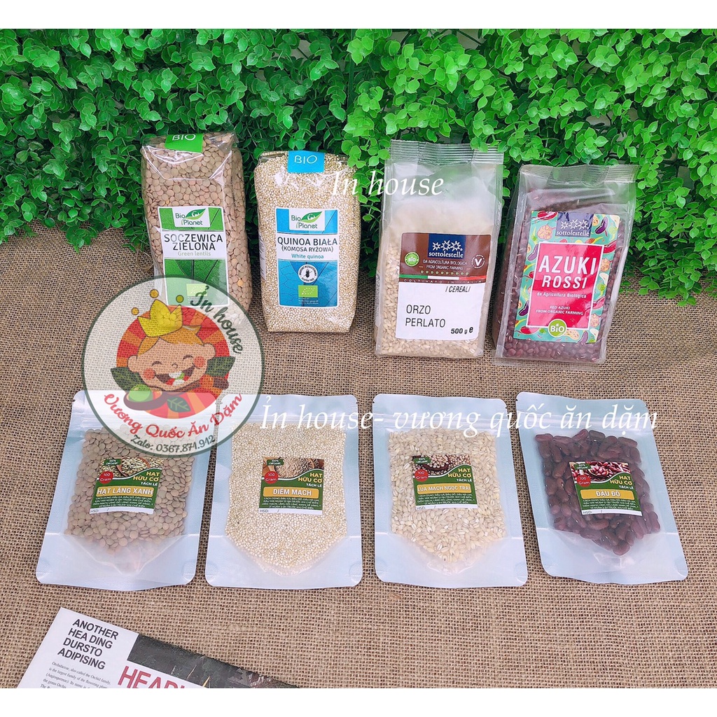 COMBO 4 LOẠI HẠT TÁCH LẺ CHO BÉ ĂN DẶM:QUINOA,Ý DĨ, ĐẬU ĐỎ, LẮNG XANH HỮU CƠ