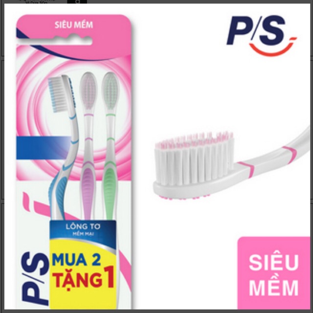 Bàn chải đánh răng P/S mềm mại bộ 3 (2 tặng 1)