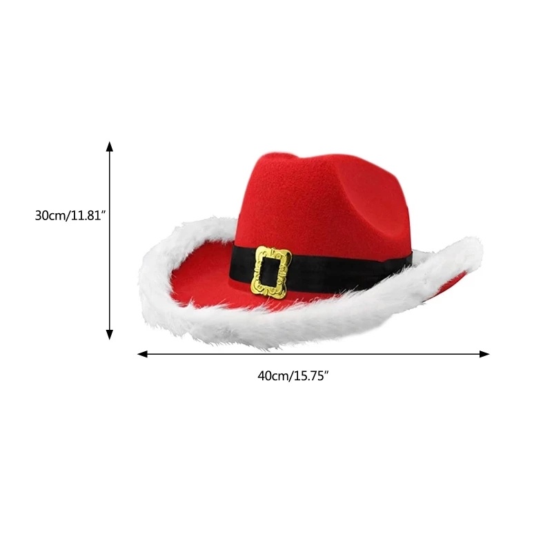 Mũ Cao Bồi Nhung Đỏ Có Đèn LED Phát Sáng Hóa Trang Ông Già Noel / Jazz / Giáng Sinh