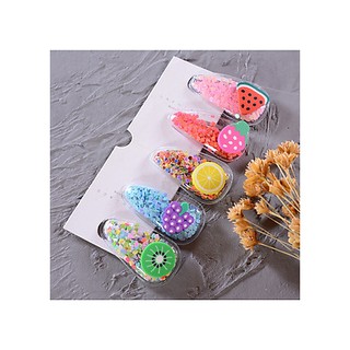 Set 5 cái kẹp bấm tóc mái kim tuyến giao màu kiểu ngẫu nhiên