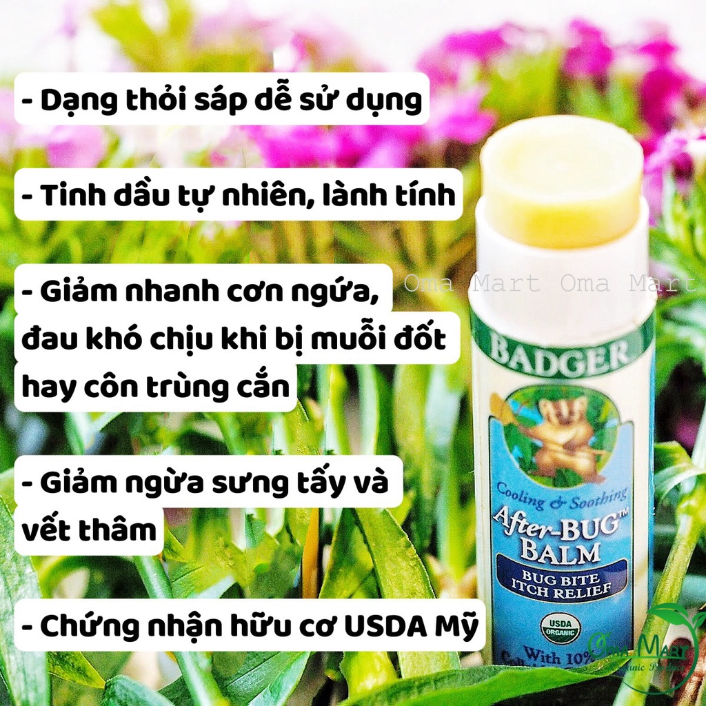 Sáp bôi giảm sưng ngứa do muỗi và côn trùng cắn hữu cơ Badger 17g