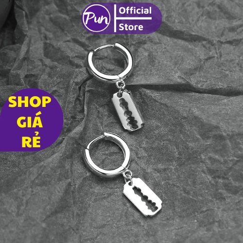 Khuyên tai nam tròn dạng xỏ PUN màu bạc đen đơn giản đẹp nhỏ xinh - HT Dao Lam