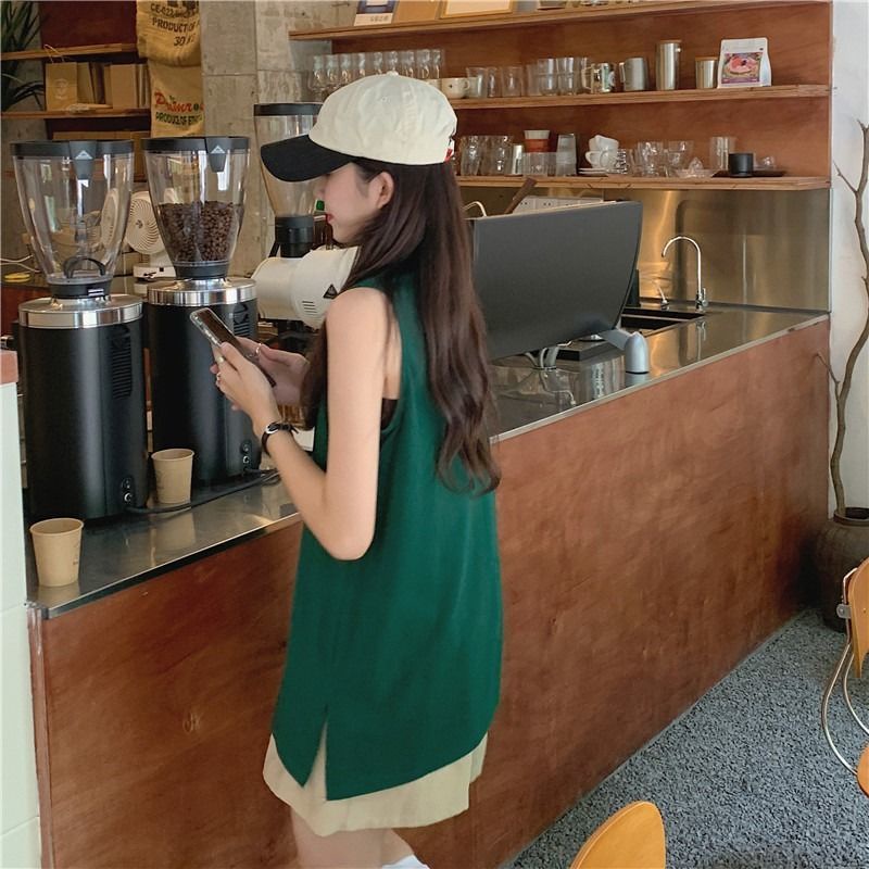 COZOK Áo Sát Nách Thể Thao Dáng Suông Xẻ Tà Quyến Rũ Thời Trang Hàn Quốc