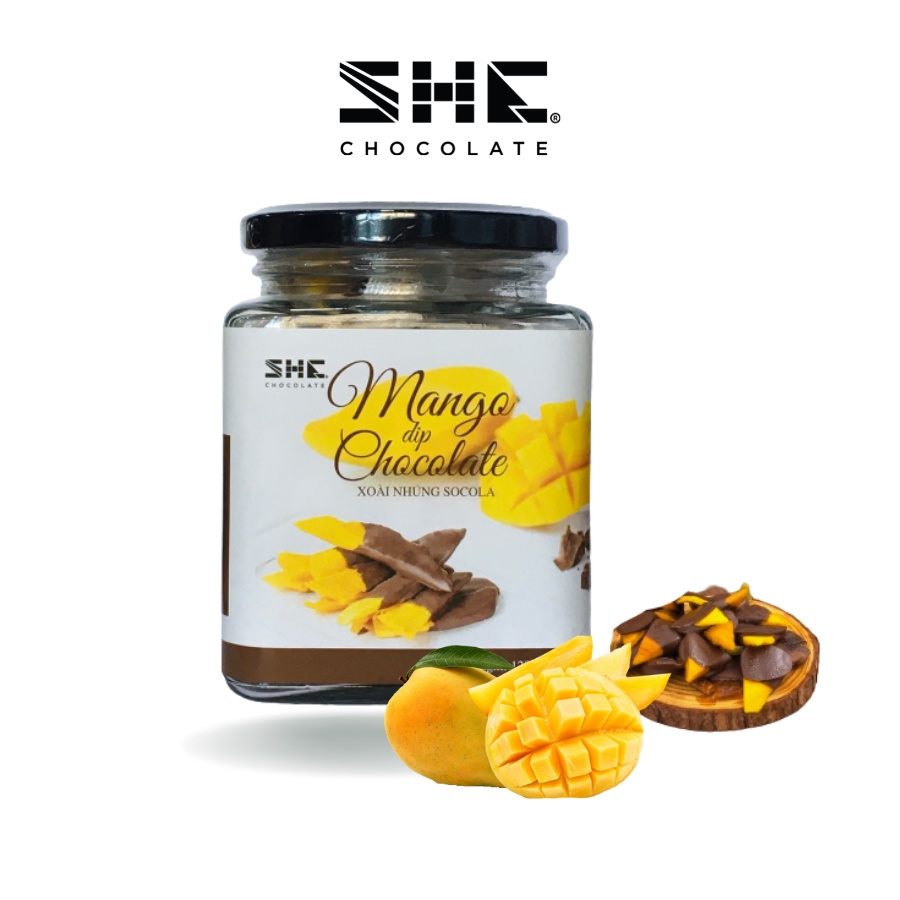 Xoài nhúng Socola - Hũ 120g - SHE Chocolate - Thơm ngon, tốt cho sức khỏe. Đặc biệt làm quà tặng hoặc ăn vặt