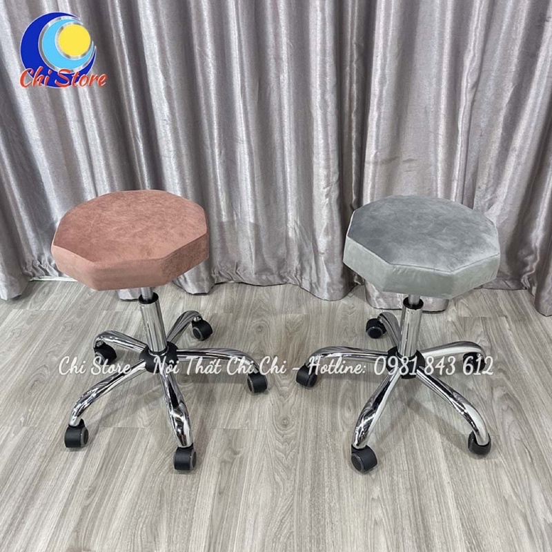 Ghế Ngồi Cho Shop Thời Trang Đẹp, Ghế Live Xoay Chụp Hình Sang Chảnh Chân Inox Sáng Xoay 360 Độ
