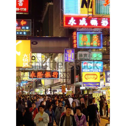 Tranh lụa 3d Hồng Kông Đường Phố Kích Thước 1,5m x 2m HKĐP08