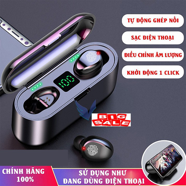 (Pin siêu khỏe nghe liên tục trong nhiều giờ) Tai nghe bluetooth thiết kế thông minh đa năng có sạc dự phòng