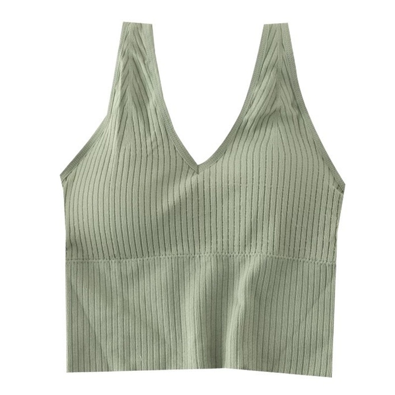 Áo Croptop Sát Nách Dệt Kim Cổ Chữ V Có Mút Nâng Ngực Thời Trang Quyến Rũ Cho Nữ
