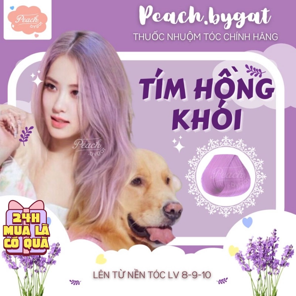 Thuốc nhuộm tóc TÍM HỒNG KHÓI cần dùng thuốc tẩy tóc của Peach.bygat