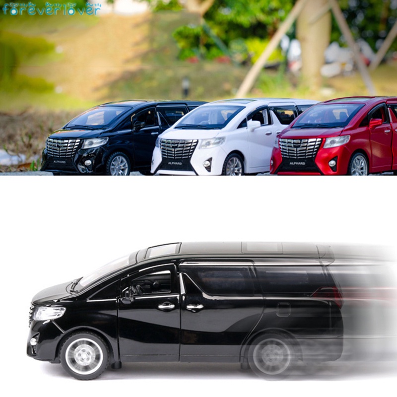  1:32 Alphard Car Model with Sound&Light Effect Can be Opened Pull Back Business Diecast Alloy Model Decor for Kids