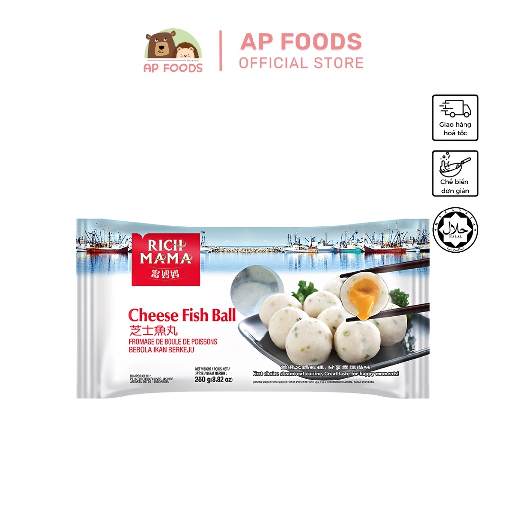 Cá viên nhân phô mai Rich Mama 250g - Viên Thả Lẩu nhập khẩu Malaysia