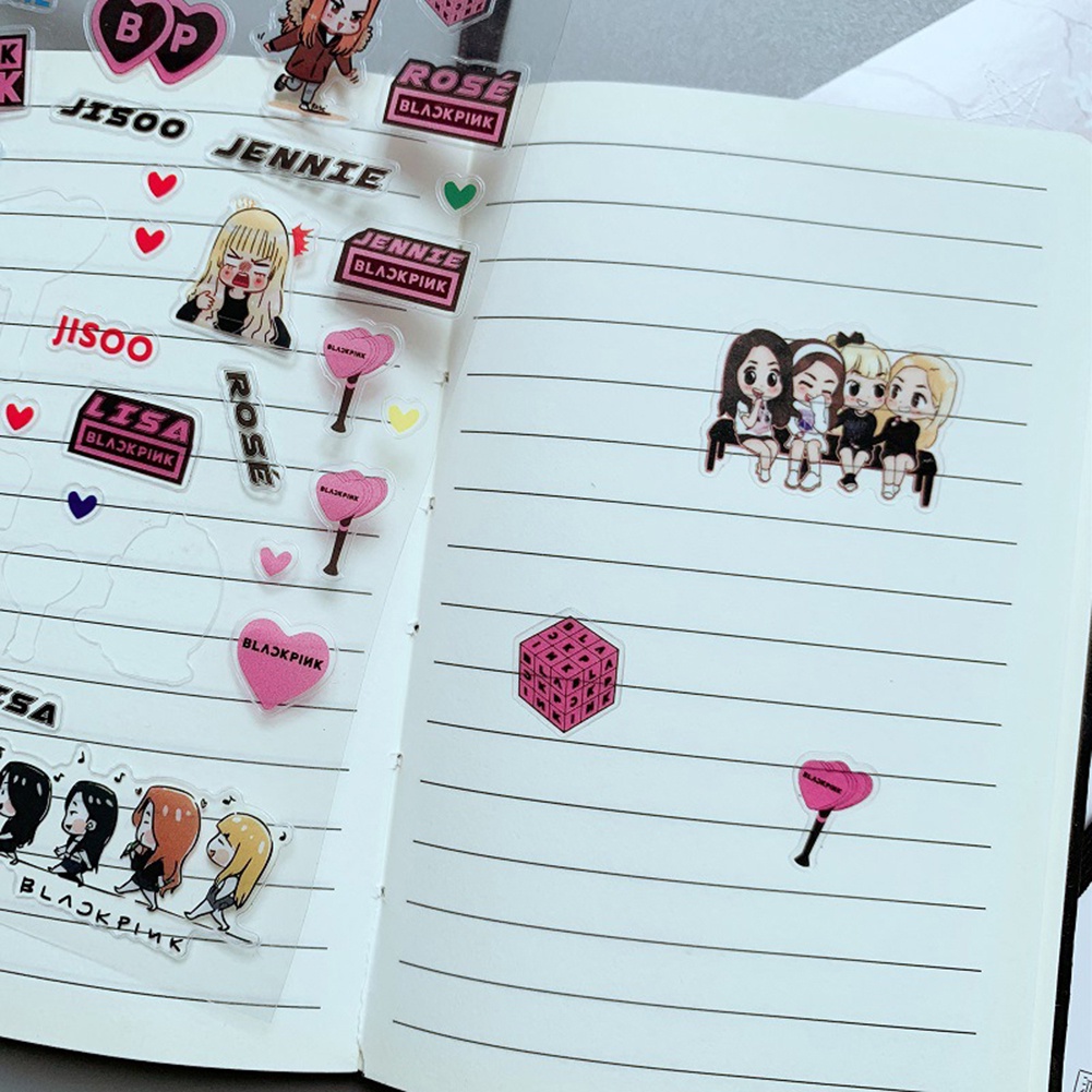 Miếng dán trang trí nhật ký/album ảnh hình nhóm nhạc Kpop BTS/Black pink/Twice bằng PVC DIY