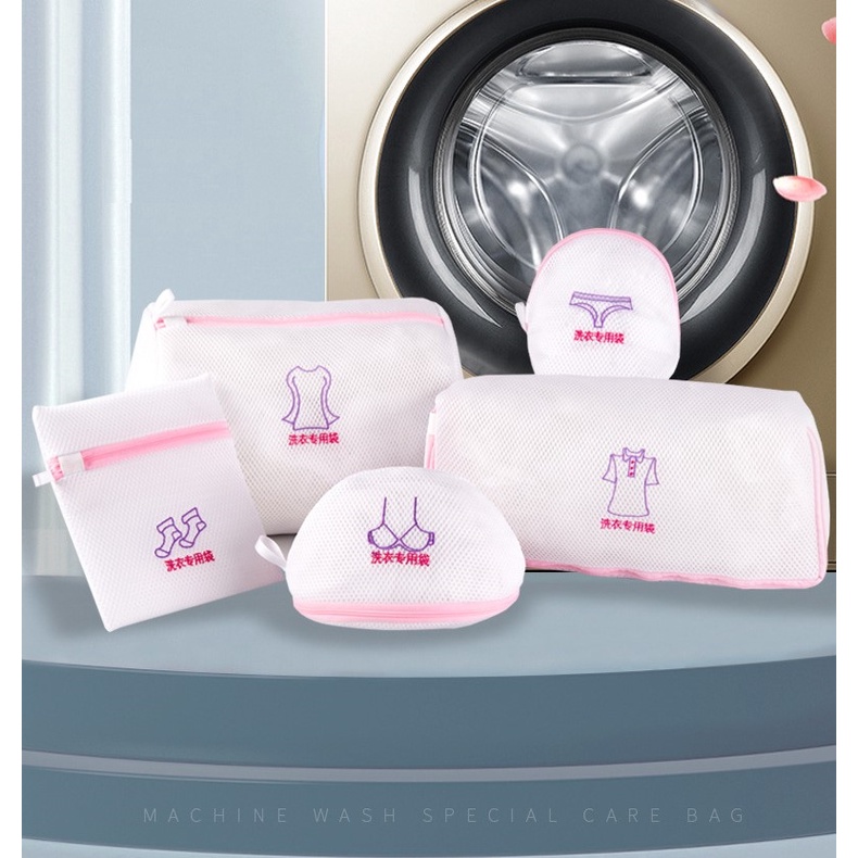 Bộ 5c, 6c túi giặt 3 lớp bảo vệ quần áo, đồ lót dùng cho máy giặt nhiều kích thước lựa chọn Amalife