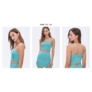 Q7905 - Áo lụa croptop F21 2 dây, trơn