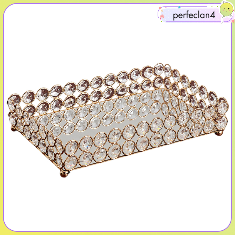 Khay đựng mỹ phẩm trang điểm bằng pha lê tráng gương 3 ngăn