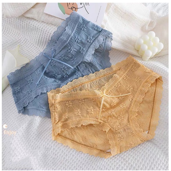 Quần Lót Nữ Quần Lót Ren Sexy Phối Hoa Mai Nổi Chất Mềm Mịn Co Giãn Gợi Cảm Quyến Rũ 336