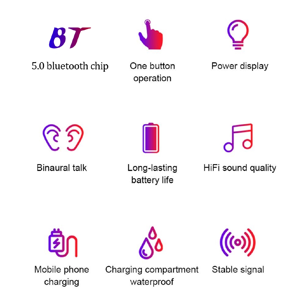 bluetooth 5.0 Headset TWS Wireless Mini Earbuds 5D Stereo Bass In Ear Headphones | BigBuy360 - bigbuy360.vn