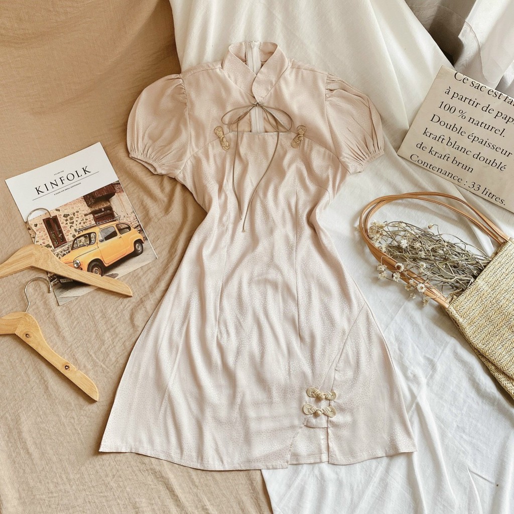 SƯỜN XÁM DỰ TIỆC - NUDE CỔ TÀU TAY PHỒNG – NGỰC THÊU ĐÍNH NƠ - GD075 💥 | BigBuy360 - bigbuy360.vn