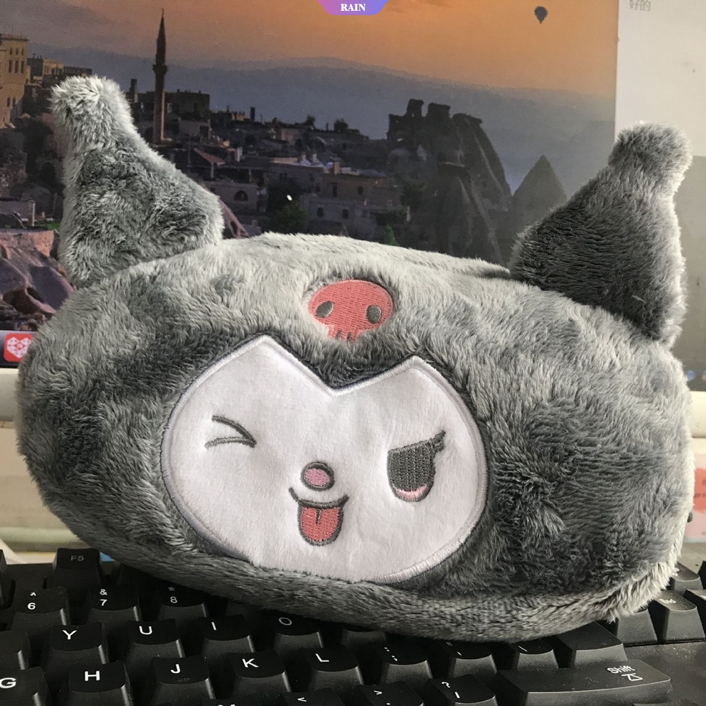 SANRIO Túi Đựng Bút Chì Kiểu Hoạt Hình Kuromi My Melody Cinnamoroll Hello Kitty Hai Lớp Phối Khóa Kéo