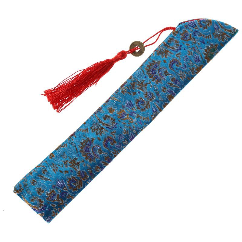 SEL♡♡ Silk Folding Chinese Hand Fan Bag With Tassel Dustproof Holder Protector Pouch Case Cover Retro Style