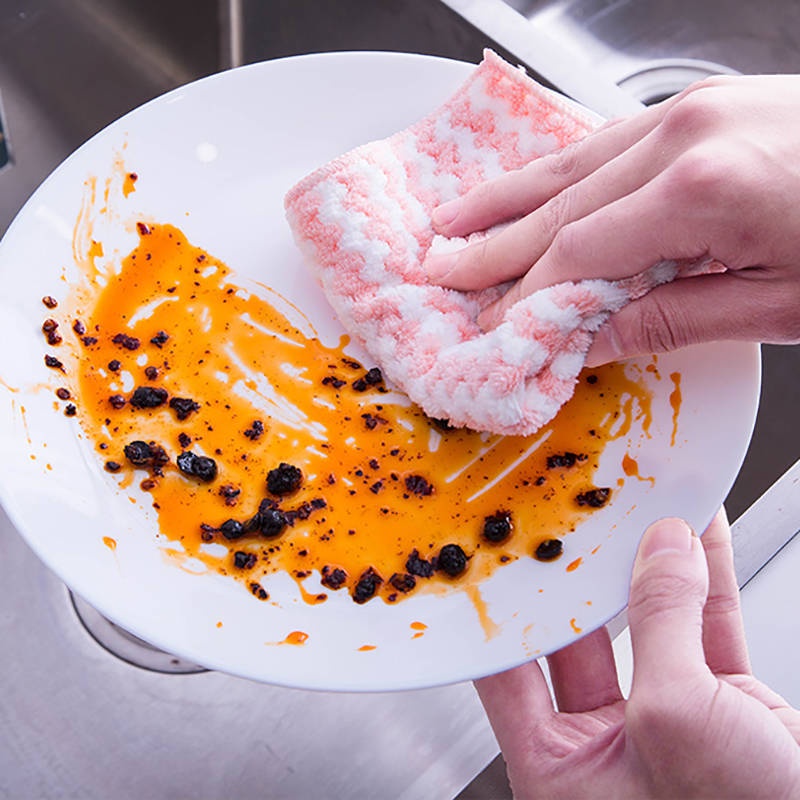 Khăn lau chén dĩa bằng sợi micro siêu thấm hút chống dầu mỡ tiện dụng cho nhà bếp/ gia đình