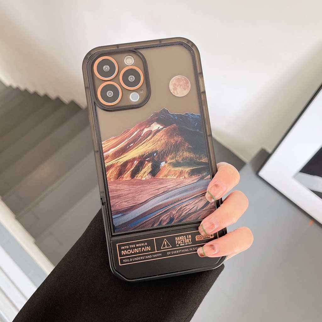 Ốp Điện Thoại Silicon Tpu Mềm Kèm Giá Đỡ Ẩn Hình Núi Tuyết Cho iphone 13 12 11 pro max x xr xsmax 7/8plus