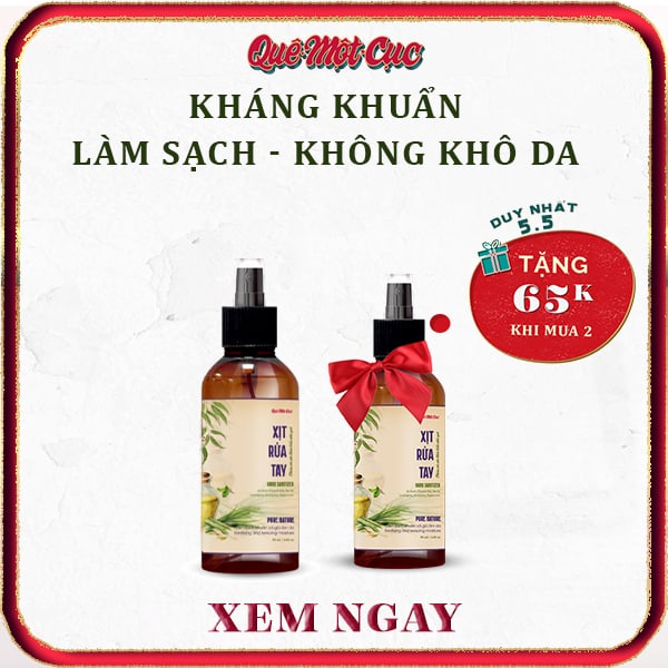 Xịt rửa tay 100% tự nhiên, làm sạch vượt trội, không khô da chai 50ml Quê Một Cục - handmade