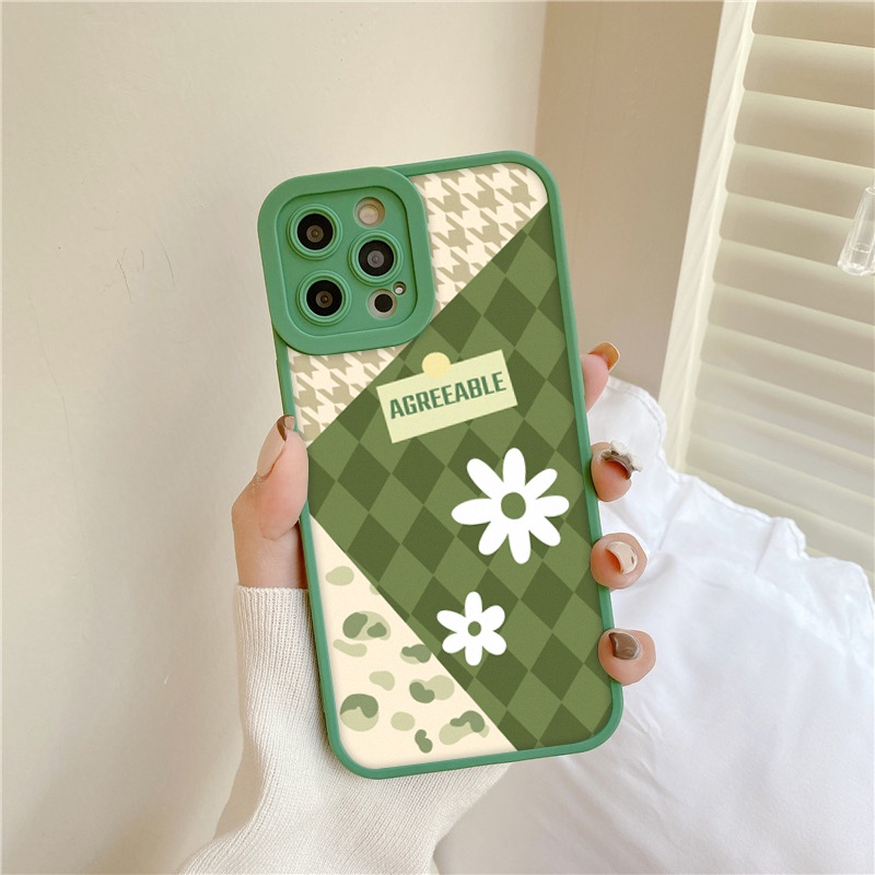 Ốp lưng iphone cạnh vuông lỗ camera hoa green 6s/6splus/7/7plus/8/8plus/x/xr/xs/11/12/13/pro/max/plus/promax-Awifi A4-7