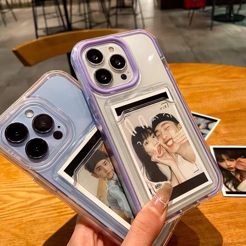 Ốp điện thoại tpu chống sốc có ngăn đựng thẻ tiện lợi cho for  iPhone 15 pro max 14 pro max 13 12 11 Pro Max X Xs Max Xr 8 7 Plus