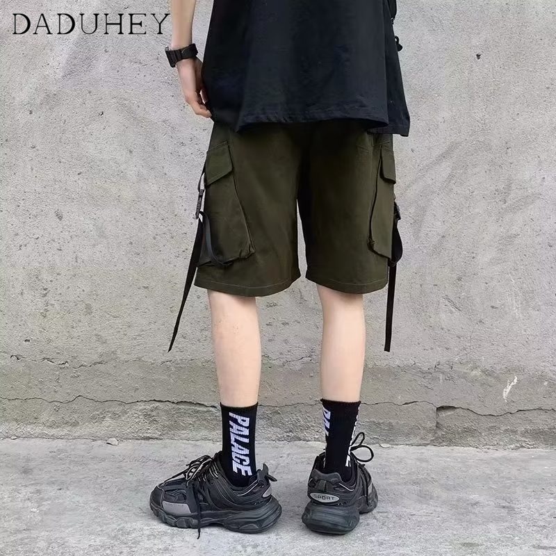 DaDuHey Men's Korean-Style Summer Retro Multi-Pocket Workwear Shorts Ins Loose Casual Straight-Leg Five Points Sports Pants