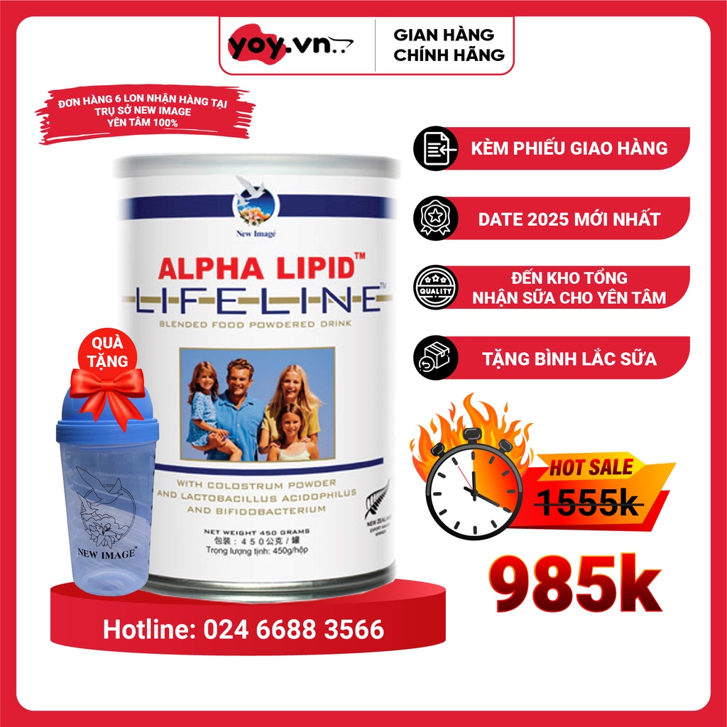 Sữa Non Alpha Lipid Lifeline Chính Hãng New Zealand 450g cho người lớn tuổi, người bệnh, bà bầu, trẻ em trên 3 tuổi M1