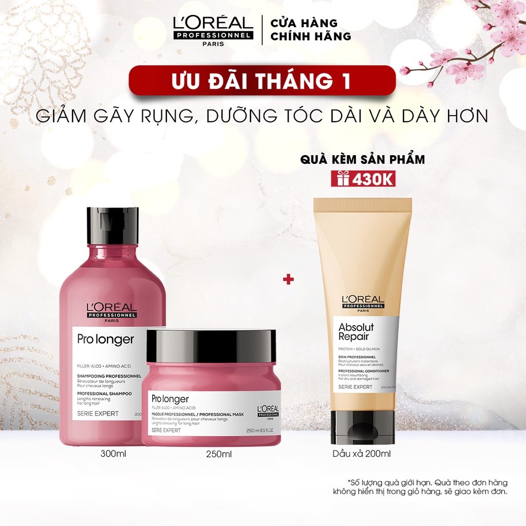 [Mã FMCGMALL giảm 8% đơn từ 250K] Combo gội và mặt nạ giảm gãy rụng, dưỡng dài và dày tóc Serie Expert Pro Longer