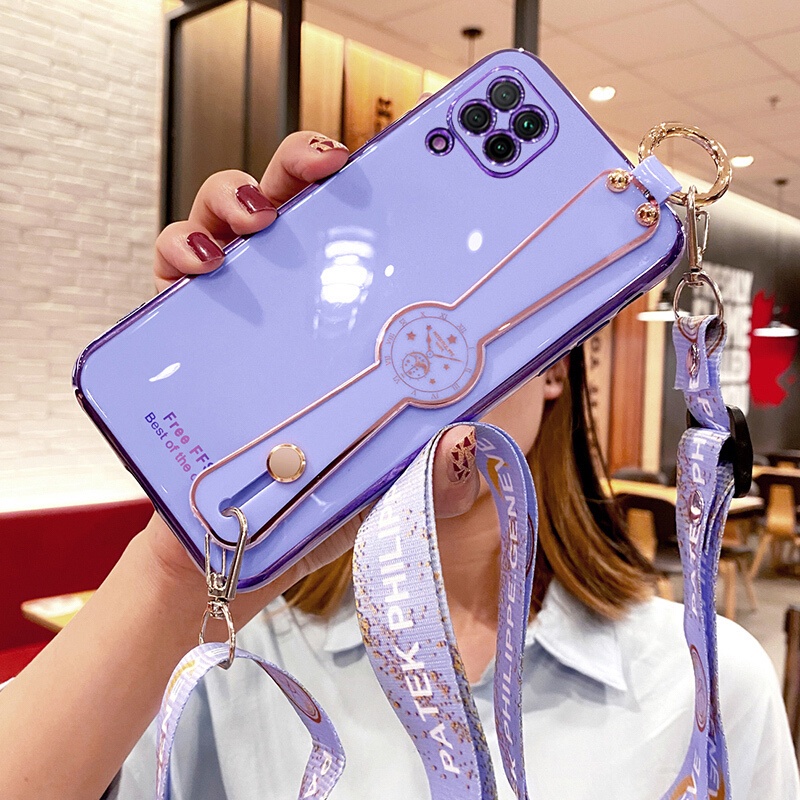 Ốp Điện Thoại Mềm Đính Đá Có Dây Đeo Cổ Cho samsung A12 A11 A10s A21 A02s A10