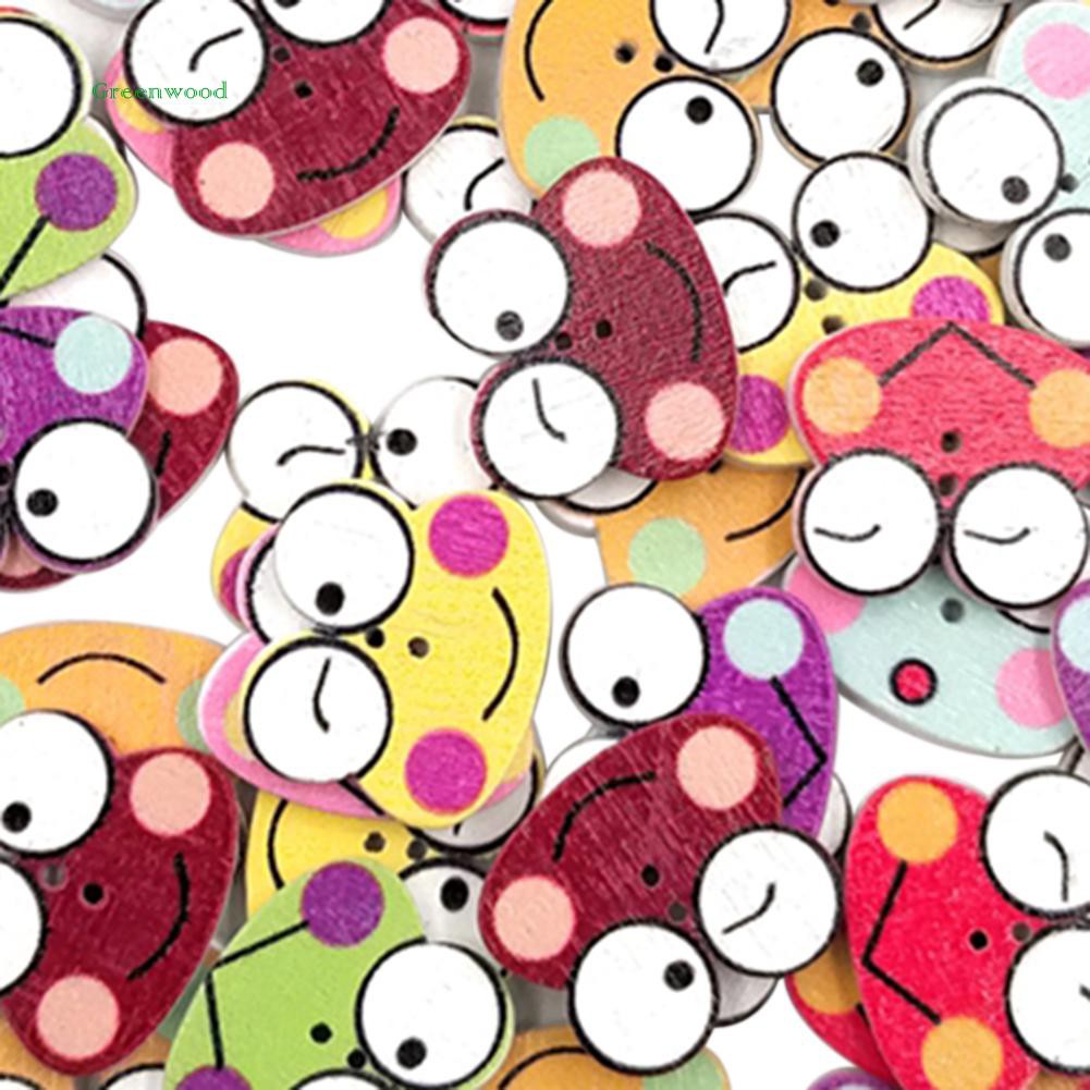 Bộ 50 nút gỗ hình con ếch dùng làm thủ công