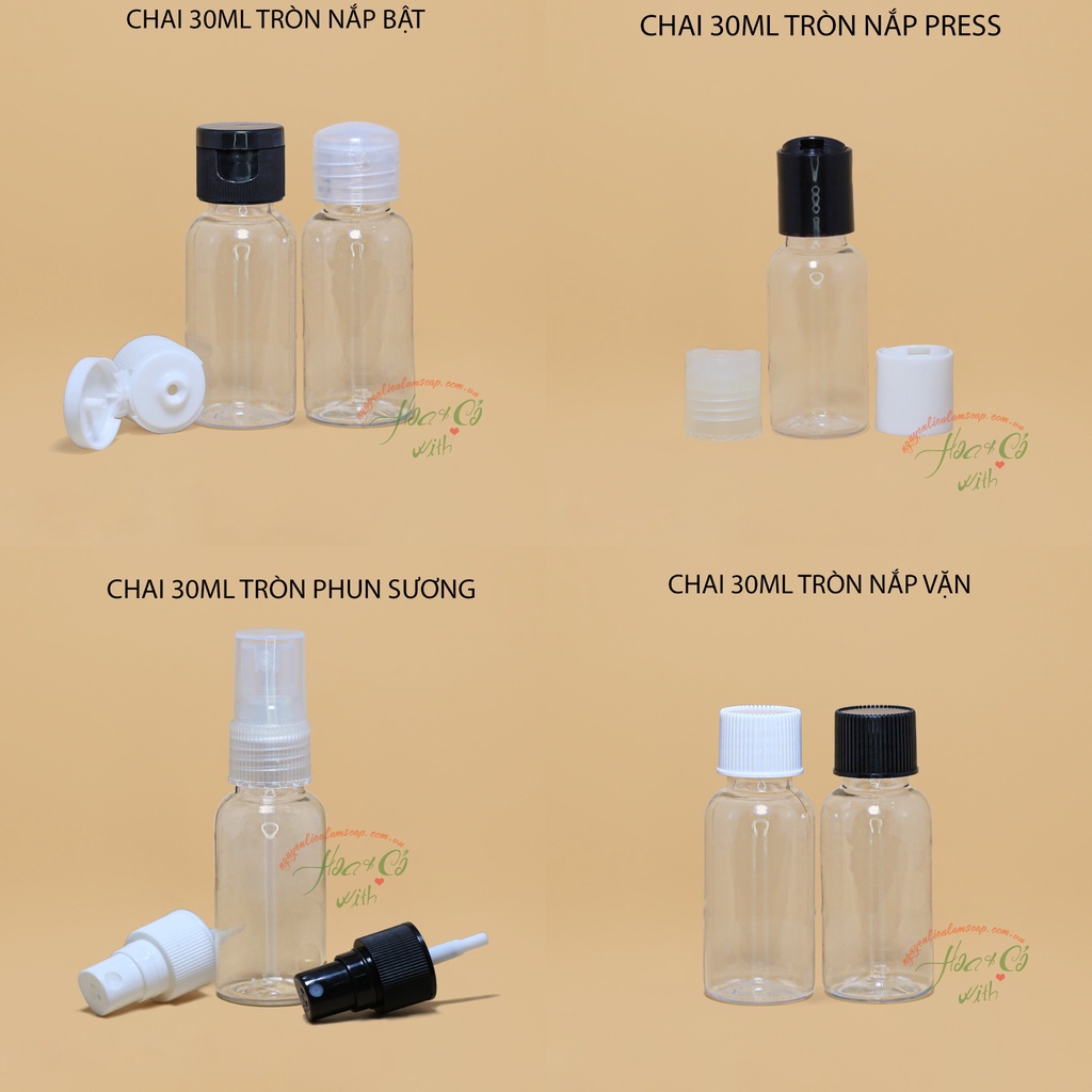 Chai Nhựa 30ml Vai Tròn/Vai Ngang Phi 20