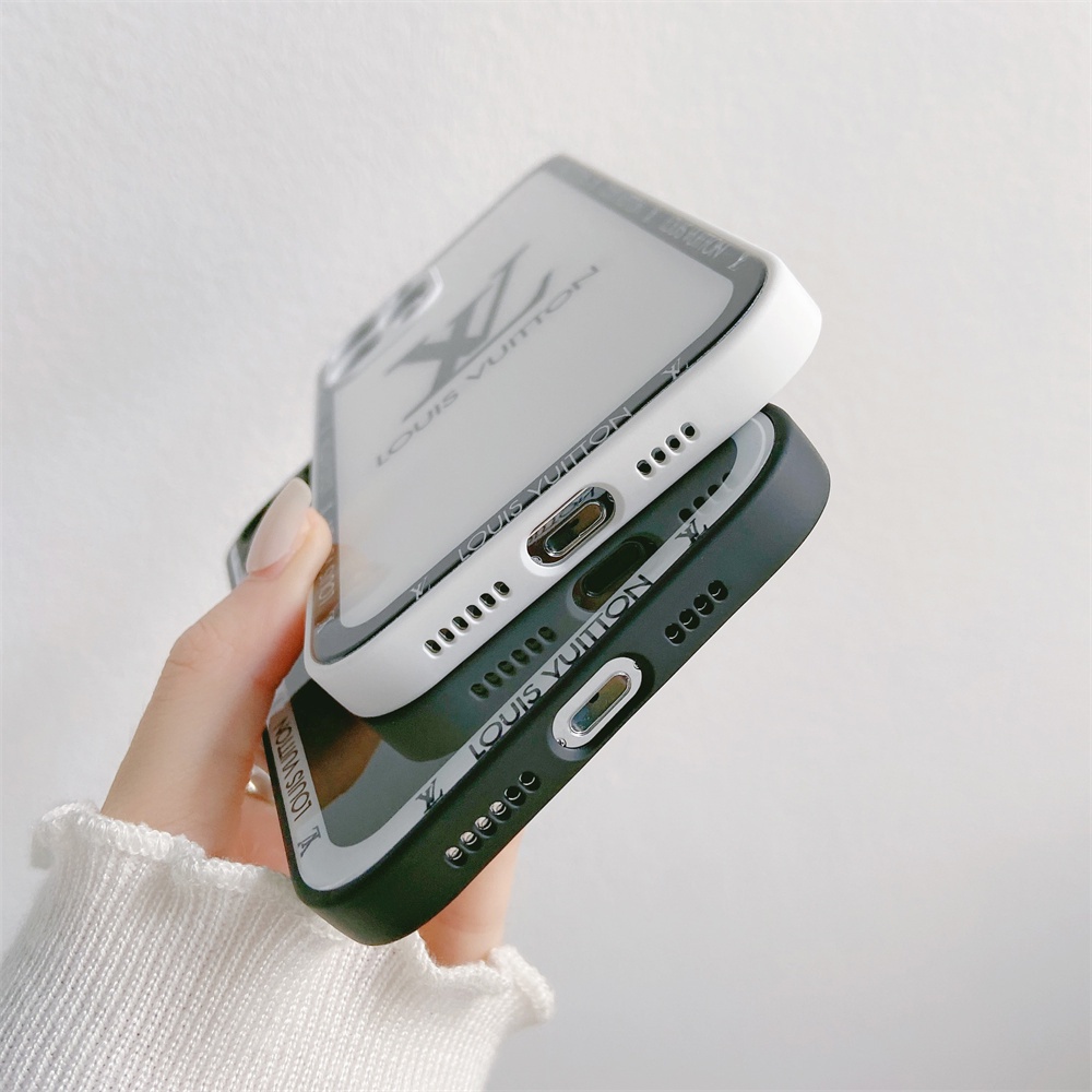 Ốp điện thoại mặt kính in logo cổ điển cho iPhone 12 11 pro max xs max xr x 8 7 plus