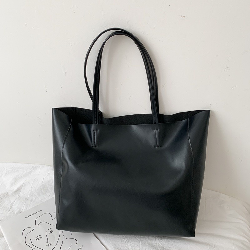 Túi Tote Da Trơn Mịn Đựng Vừa A4 Hai Quai 3 Màu Siêu Xinh Dành Cho Đi Học Đi Làm