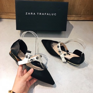 Giày bệt zara lụa quai đá fullbox