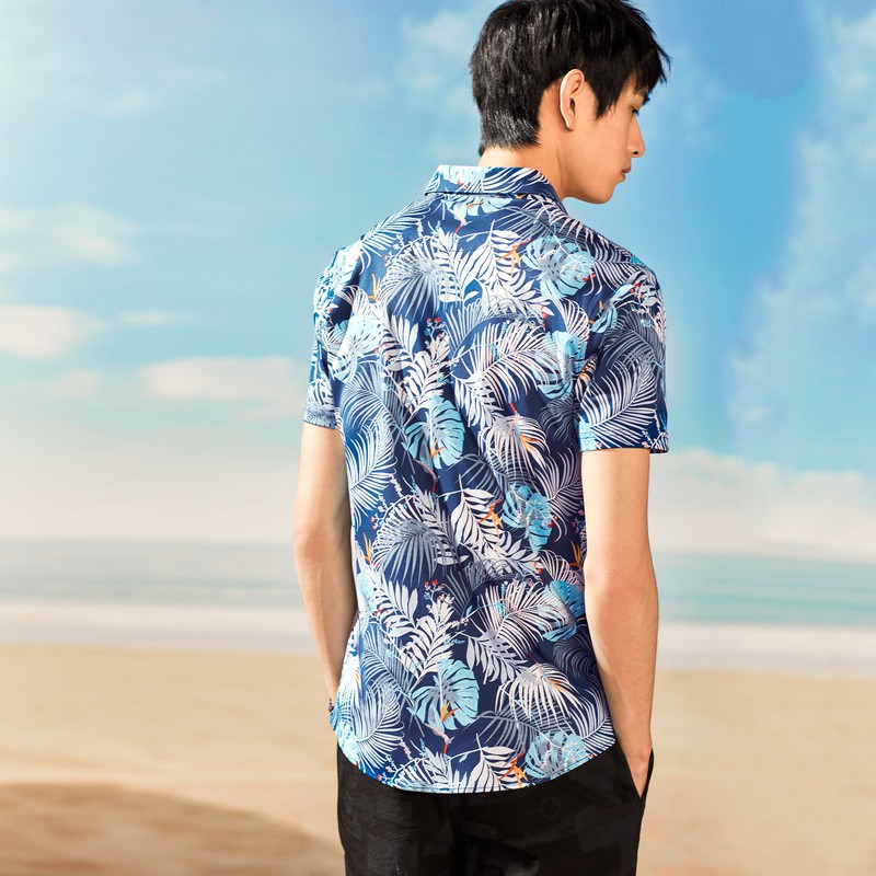 Áo Sơ Mi Nam Ngắn Tay Hoạ Tiết Cao Cấp HLA Cool tropical pattern short-sleeved Shirt