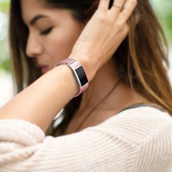 Dây thép dán nam châm Milanese Loop Stainless Steel cho đồng hồ sức khỏe Fitbit Charge 2